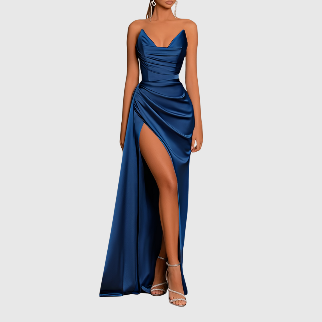 Evadne | Flowing Satin Maxi Dress