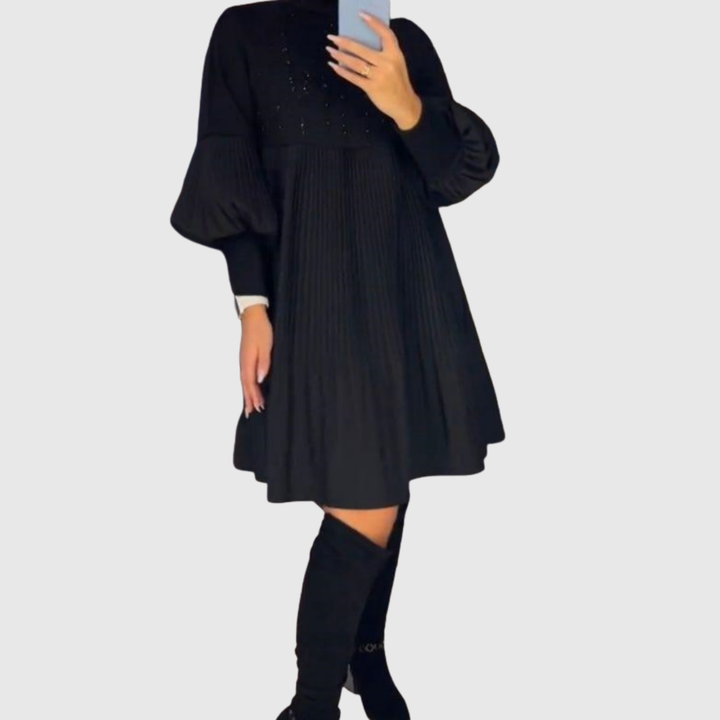 Elodie | Pleated Puff-Sleeve Gown