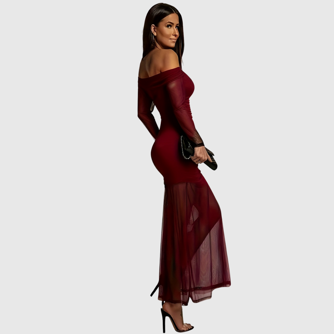 Evangeline | Elegant Off-Shoulder Evening Dress