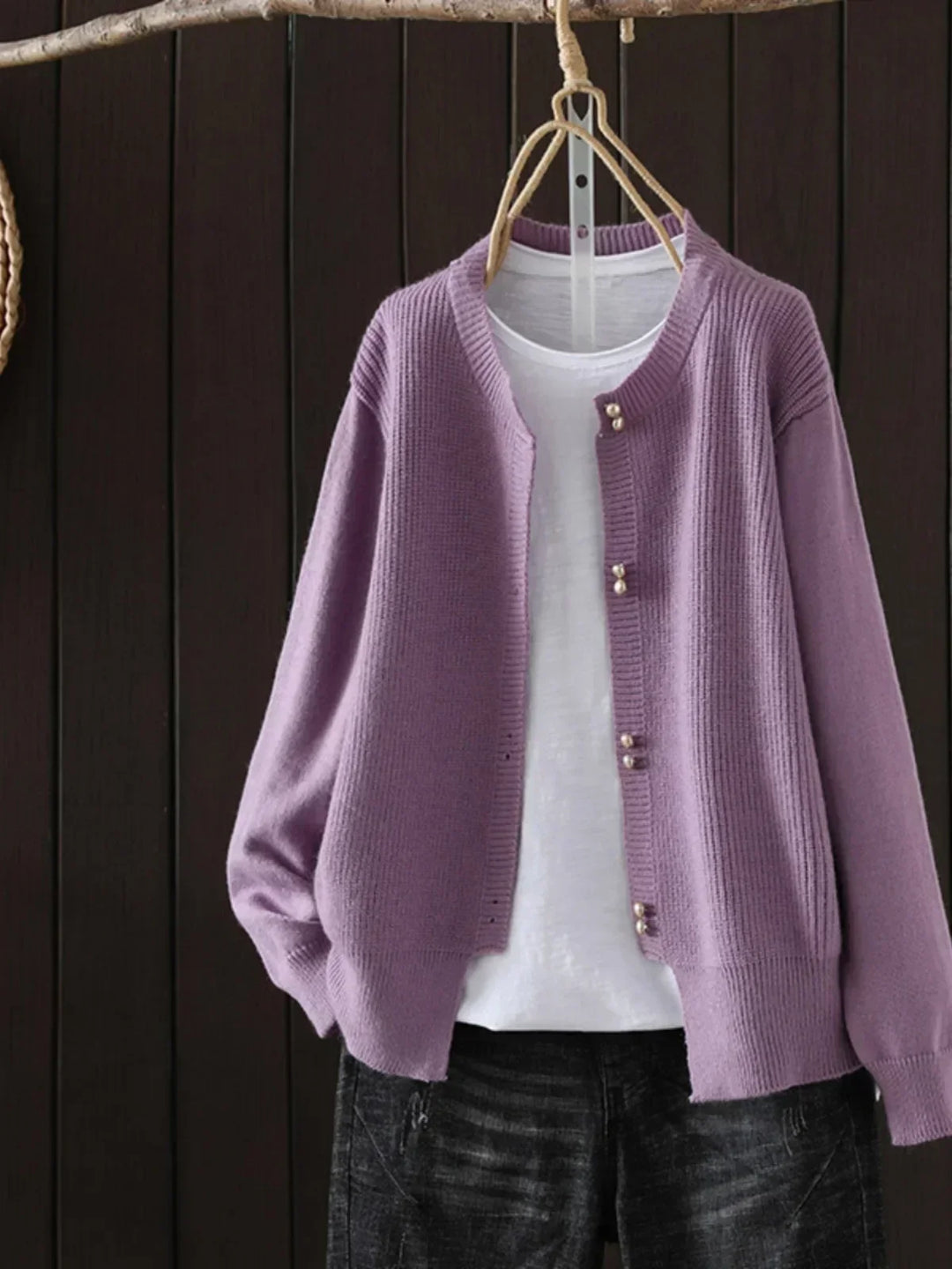 Elara - Pearl Button Cardigan